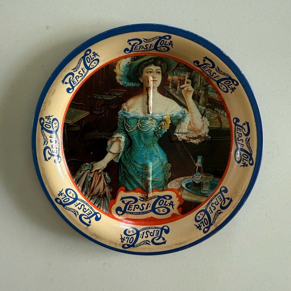 Vintage Pepsi-Cola tin Advertising Coaster